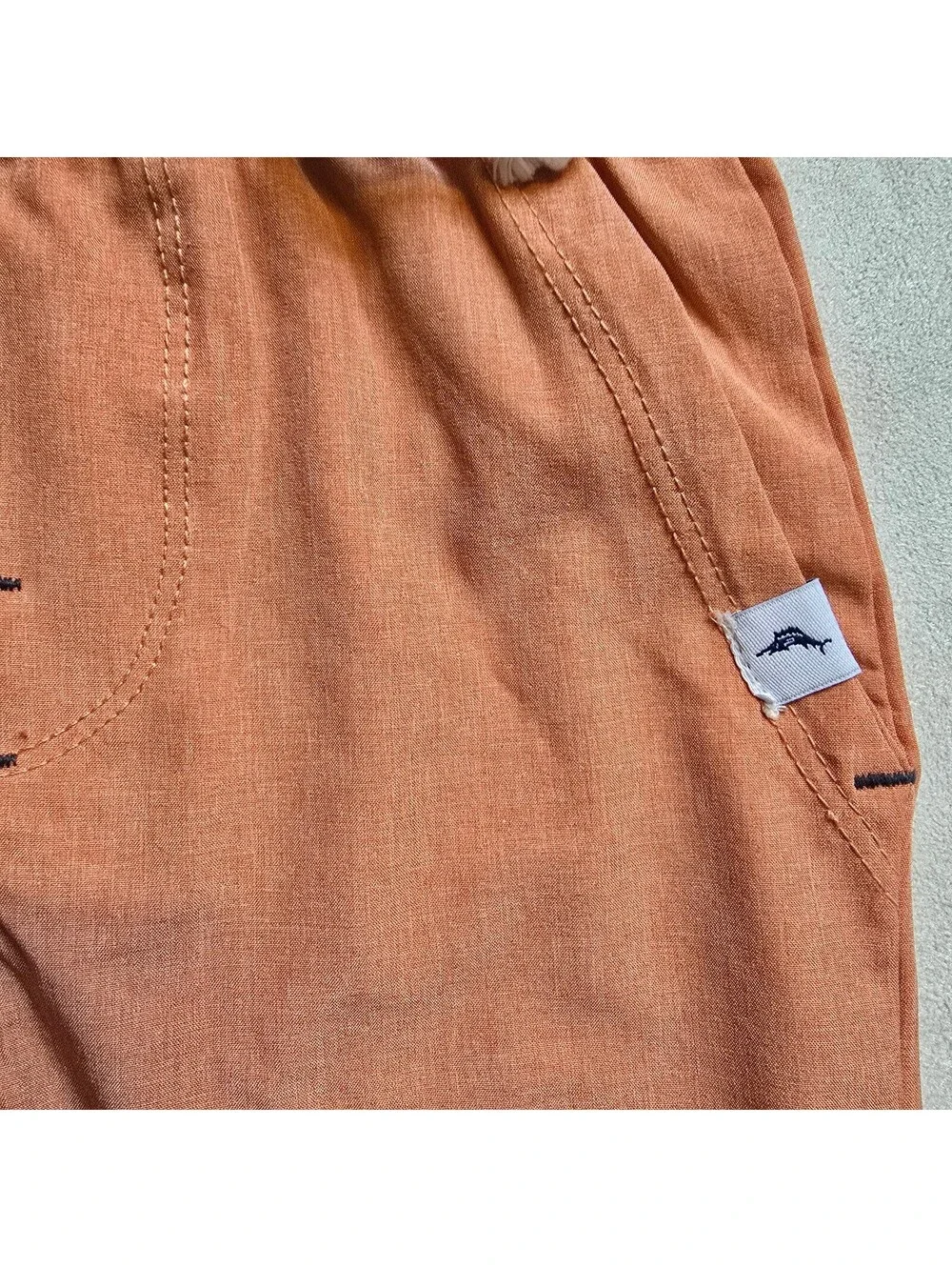 Toddler Orange Elastic Waist Shorts with Drawstring, Size 12M
